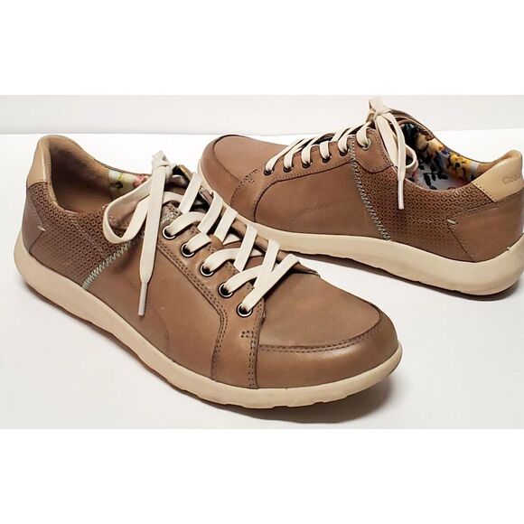 Cobb Hill Amalie Comfort Shoes WOM US11 CH9548 Taupe Leather Lace Up Sneakers - Picture 2 of 16